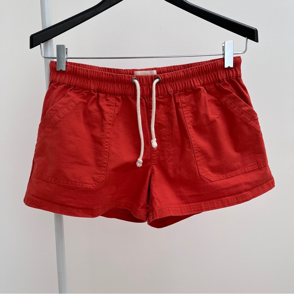 Pact woven twill drawstring short S dark orange rust organic cotton India